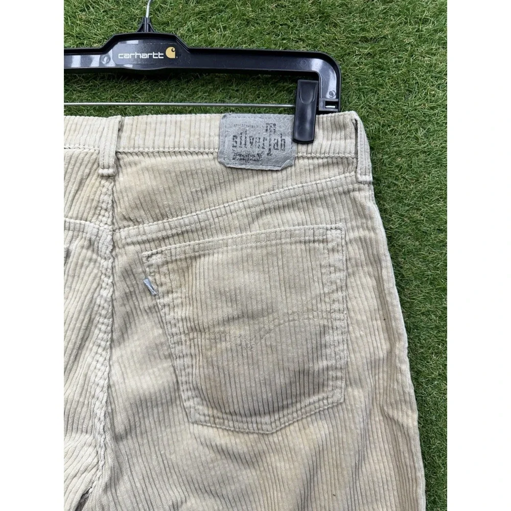 Vintage Levis SilverTab Baggy Corduroy Pants Mens 36x32 Cream White 90s Baggy